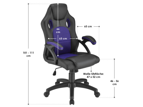 Bureaustoel / Gamingstoel - Montreal - Violet – foto 2 – kavel bij XL Auctions