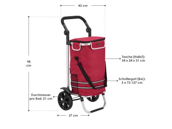 Boodschappentrolley 3in1 - 56L - Rood – foto 6 – kavel bij XL Auctions