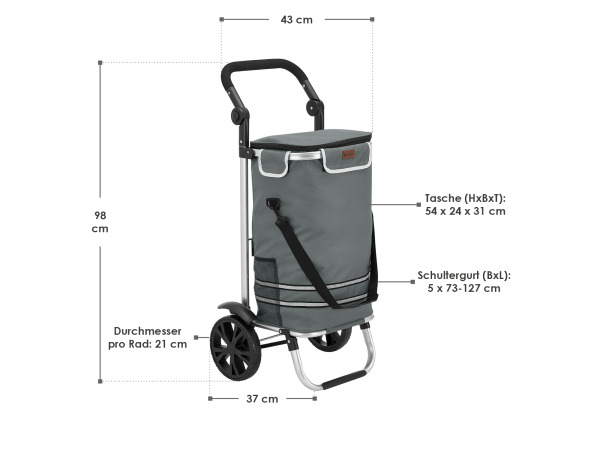 Boodschappentrolley 3in1 - 56L - Grijs – foto 6 – kavel bij XL Auctions