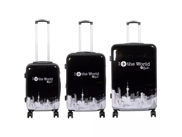Design Kofferset 3-teilig - Fly the World Black – foto 2 – kavel bij XL Auctions