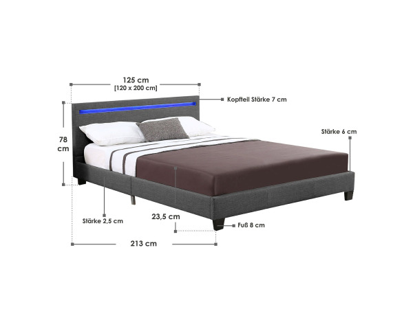 Gestoffeerd bed Verona - 120 x 200cm - Donkergrijs – foto 2 – kavel bij XL Auctions