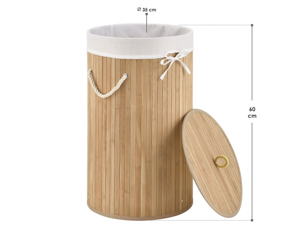 Bamboe Wasmand Curly - 55 liter - Naturelkleur - Incl. waszak – foto 3 – kavel bij XL Auctions
