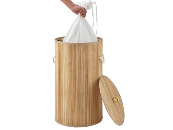 Bamboe Wasmand Curly - 55 liter - Naturelkleur - Incl. waszak – foto 8 – kavel bij XL Auctions