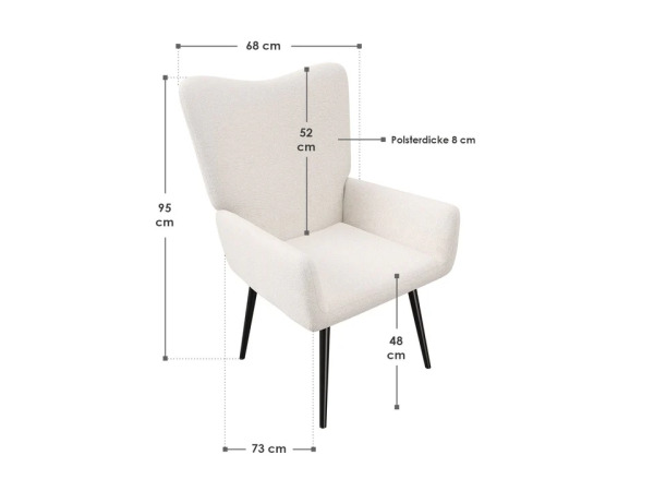 Oorfauteuil / Relaxfauteuil Odense - Beige - Bouclé Stof – foto 7 – kavel bij XL Auctions