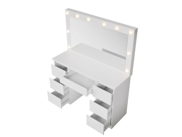 Kaptafel / Schminktafel Lilia - Incl. LED en Lades - Wit – foto 2 – kavel bij XL Auctions