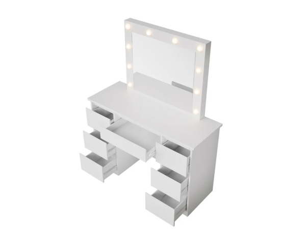 Kaptafel / Schminktafel Talea - Incl. Spiegel en LED - Wit – foto 3 – kavel bij XL Auctions