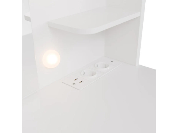 Kaptafel / Schminktafel Malia - Incl. Spiegel en LED - Wit – foto 3 – kavel bij XL Auctions