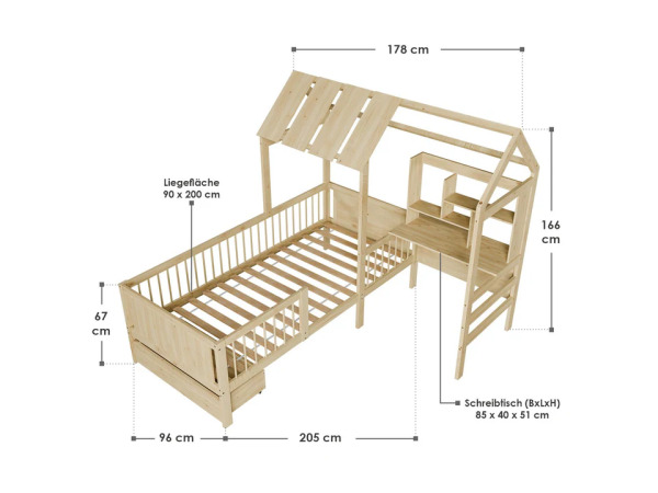 Kinderbed Yari - Incl. Tafel en Lade - Naturel – foto 7 – kavel bij XL Auctions