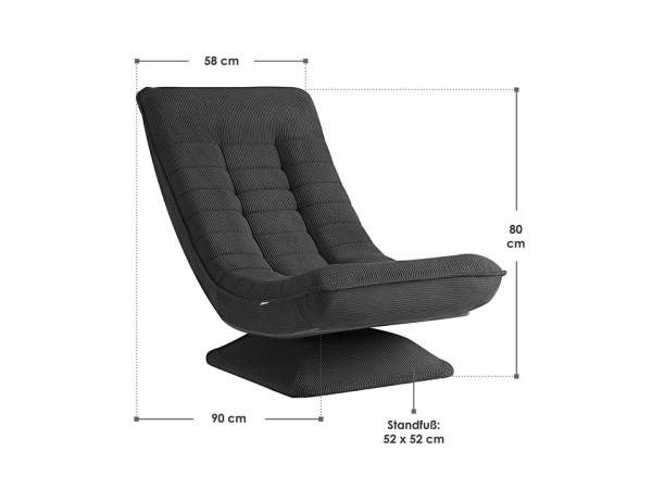 Relaxstoel / Relaxfauteuil Corsica - Corduroy - Donkergrijs – foto 3 – kavel bij XL Auctions