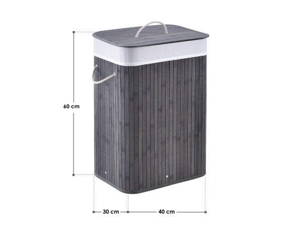 Wasmand bamboe 72 ltr grijs – foto 2 – kavel bij XL Auctions