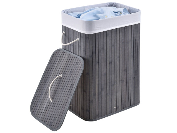 Wasmand bamboe 72 ltr grijs – foto 3 – kavel bij XL Auctions