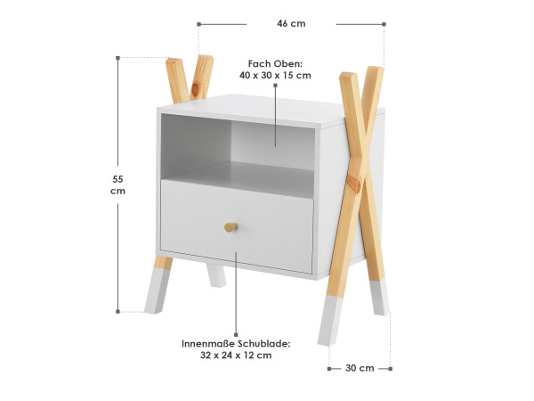 Houten Nachtkastje / Kindernachtkastje Jamie – foto 3 – kavel bij XL Auctions