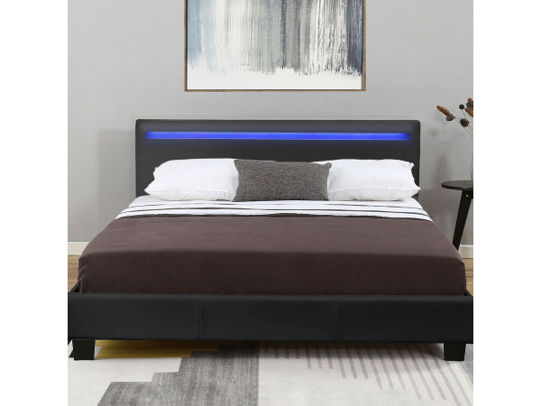 Gestoffeerd bed Verona - 120 x 200 cm - Zwart - LED – foto 2 – kavel bij XL Auctions