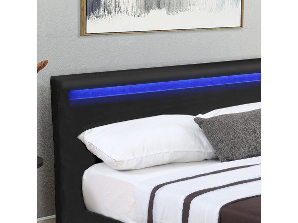Gestoffeerd bed Verona - 120 x 200 cm - Zwart - LED – foto 5 – kavel bij XL Auctions