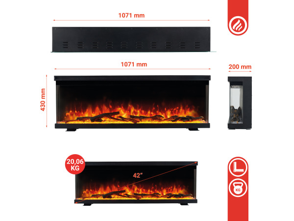 Elektrische haard LEA - Elektrische 3-in-1 haard - 42 inch – foto 3 – kavel bij XL Auctions