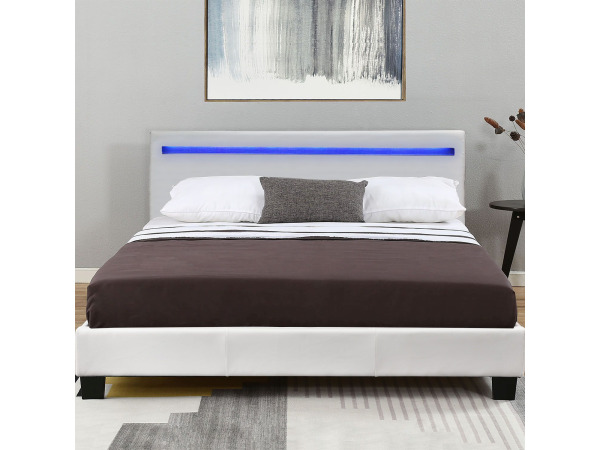 Gestoffeerd bed Verona - 120 x 200 cm - Wit - LED Verlichtin – foto 3 – kavel bij XL Auctions