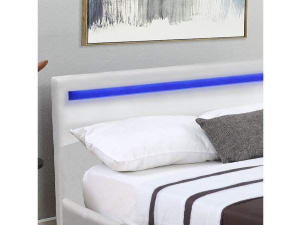 Gestoffeerd bed Verona - 120 x 200 cm - Wit - LED Verlichtin – foto 6 – kavel bij XL Auctions