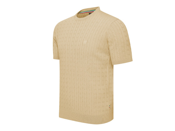 Cappuccino Italia Loreto Cable Knit Tee Sand - XXL