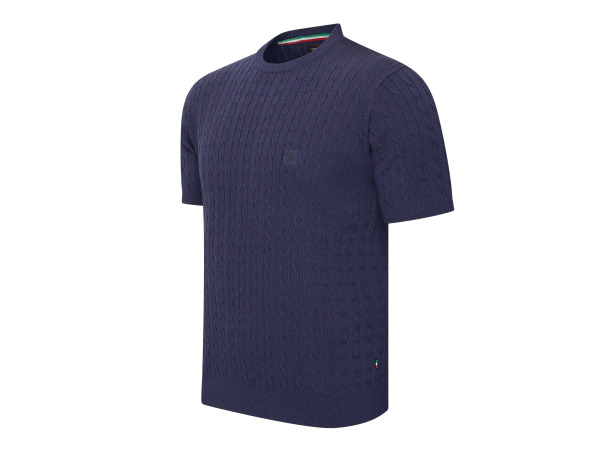 Cappuccino Italia Loreto Cable Knit Tee Navy - XXL