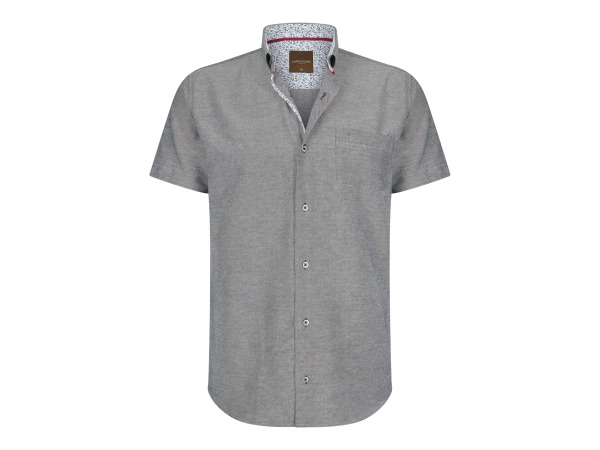 Cappuccino Italia Heren Overhemd Korte Mouw Antraciet - XL