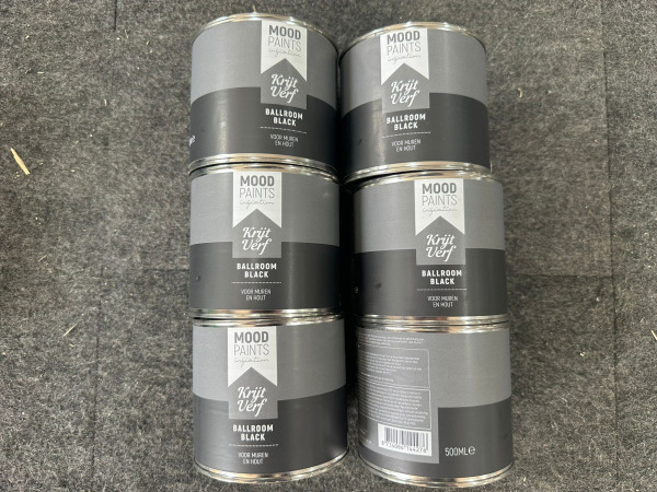 6x Moodpaints krijtverf Ballroom Black 0,5L – kavel bij XL Auctions