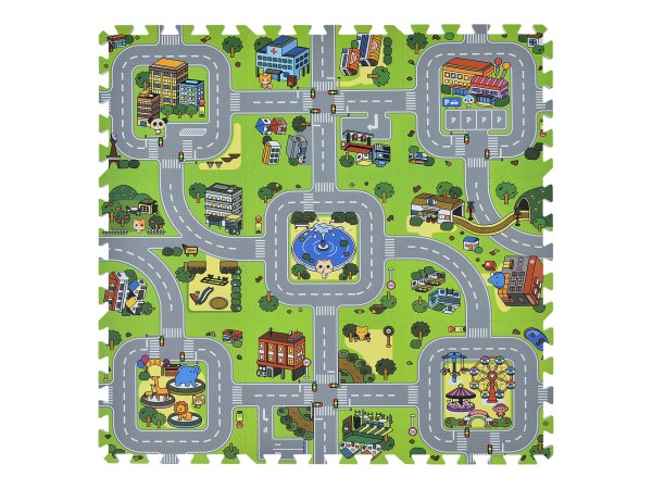 Kinderpuzzelmat  - 9-delig - Stad met straten design