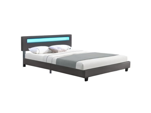 Bed - 180 x 200 cm - Donkergrijs - LED Verlichting