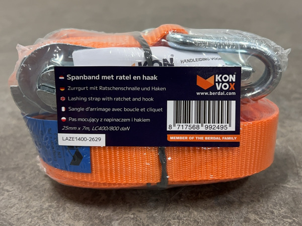 10x Konvox spanband met ratel en haak 25mm x 7m