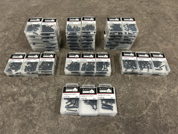 Blackline spaanplaatschroeven HCP zwart set 60-delig