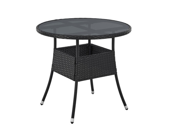 Polyrotan Tuintafel - Rond - 80 cm - Zwart