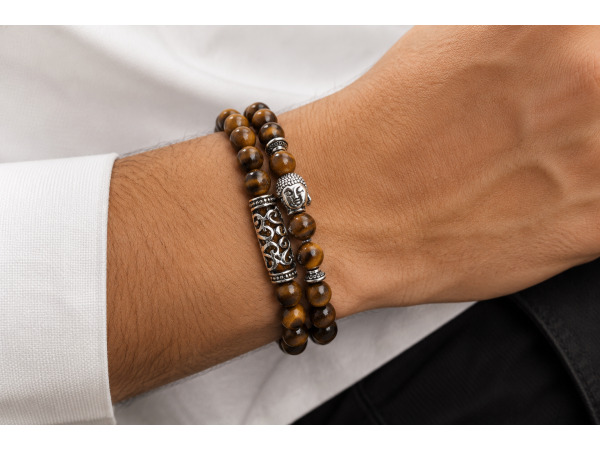Heren Armband Tijgeroog Kralen met Boeddha 2-delig – foto 2 – kavel bij XL Auctions