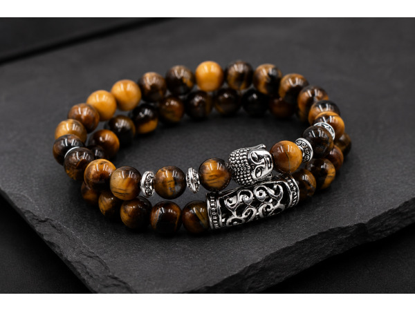 Heren Armband Tijgeroog Kralen met Boeddha 2-delig – foto 3 – kavel bij XL Auctions