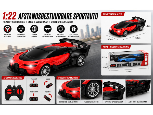 1:22 Afstandsbestuurbare Sportauto met Verlichting – foto 2 – kavel bij XL Auctions