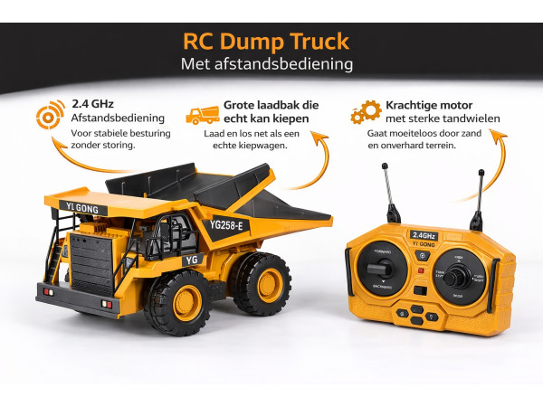 Bestuurbare RC Dump Truck – Kiepwagen met Afstandsbediening – foto 2 – kavel bij XL Auctions
