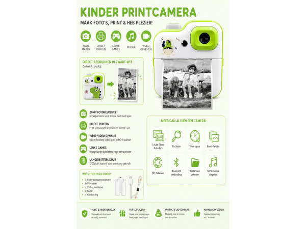 iTeck Dino Kindercamera met instant Printer – foto 6 – kavel bij XL Auctions