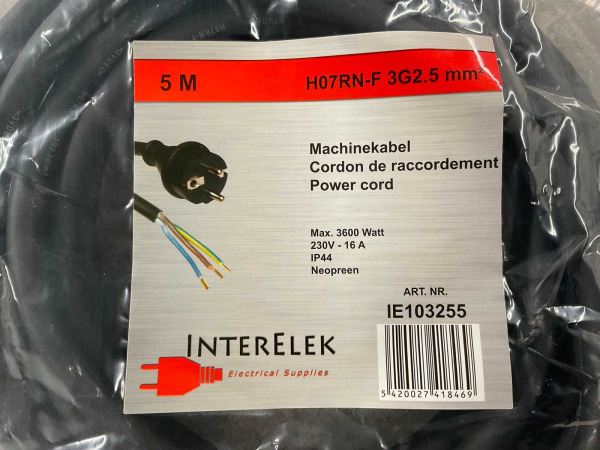 2x Interelek machinekabel neopreen 5m H07RN-F 3G2,5mm² – foto 4 – kavel bij XL Auctions