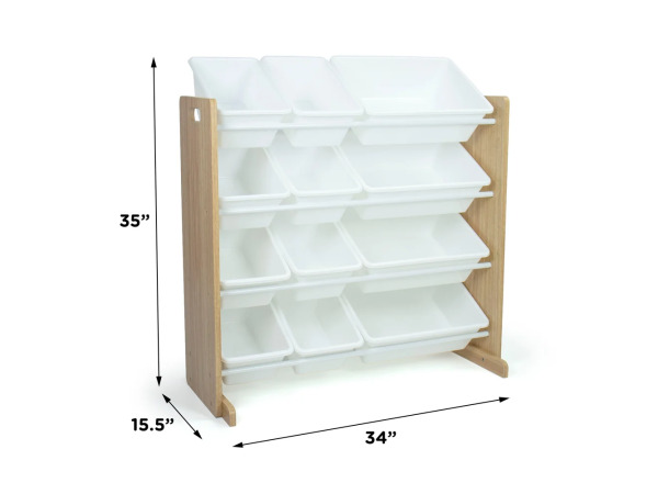 Journey Speelgoedorganizer met 12 Bakken Naturel/Wit – foto 4 – kavel bij XL Auctions
