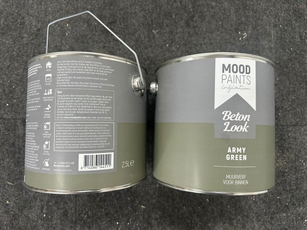 2x Moodpaints muurverf betonlook Army Green 2,5L – foto 2 – kavel bij XL Auctions