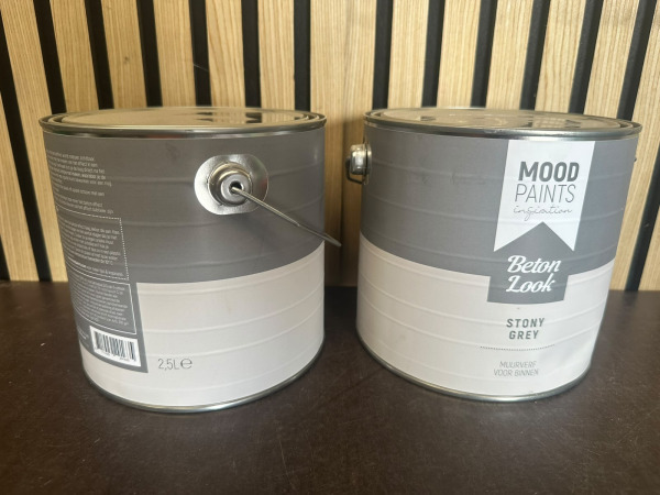 2x Mood Paints Beton Look Stony Grey Muurverf 2,5L – 5 Liter – foto 2 – kavel bij XL Auctions