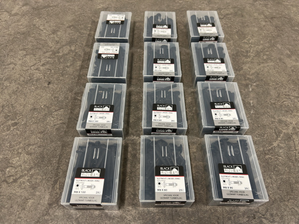 Blackline slotbouten M8 met moer en sluitring set 12-delig – kavel bij XL Auctions