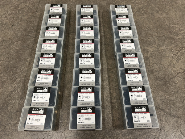 Blackline slotbouten M6 met moer en sluitring set 24-delig – kavel bij XL Auctions