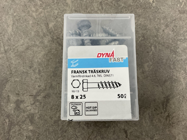 12x Dynafast houtdraadbout 8x25mm zeskant 50-pack – kavel bij XL Auctions