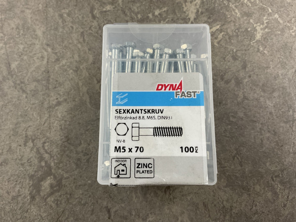 Dynafast zeskantschroef M5x70mm 100-pack – kavel bij XL Auctions