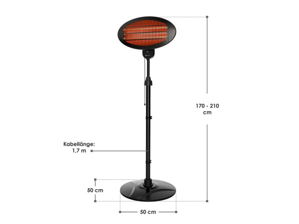 Infraroodstraler / Staande Heater - 2000W - Zwart – foto 6 – kavel bij XL Auctions