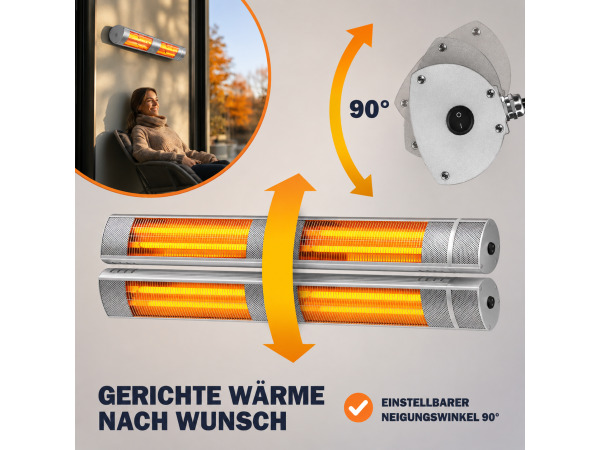 Elektrische terrasverwarmer MZH3000 - 3000 W - zilver – foto 2 – kavel bij XL Auctions