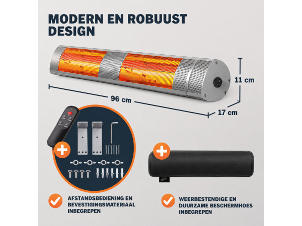 Elektrische terrasverwarmer MZH3000 - 3000 W - zilver – foto 3 – kavel bij XL Auctions