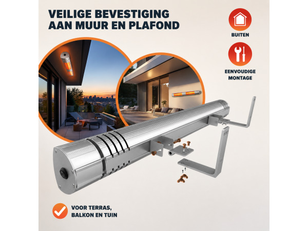 Elektrische terrasverwarmer MZH3000 - 3000 W - zilver – foto 4 – kavel bij XL Auctions