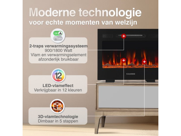 Marlon Pro 24 Elektrische Haard Zwart – 1800W 3-in-1 – foto 5 – kavel bij XL Auctions