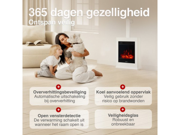Kalle Vrijstaande Elektrische Haard Wit – 1800W met Sierpijp – foto 2 – kavel bij XL Auctions