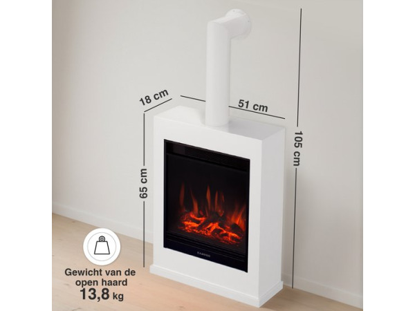 Kalle Vrijstaande Elektrische Haard Wit – 1800W met Sierpijp – foto 3 – kavel bij XL Auctions